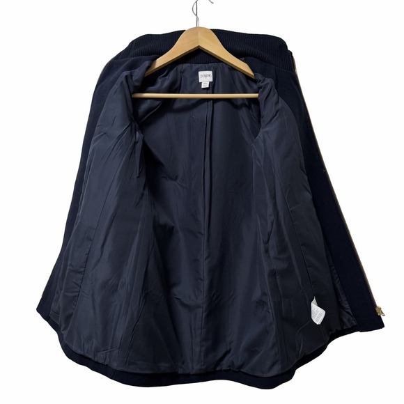 J Crew Womens Village Wool Blend Full Zip Coat Size 00 Navy Blue Classic Winter - Picture 3 of 8